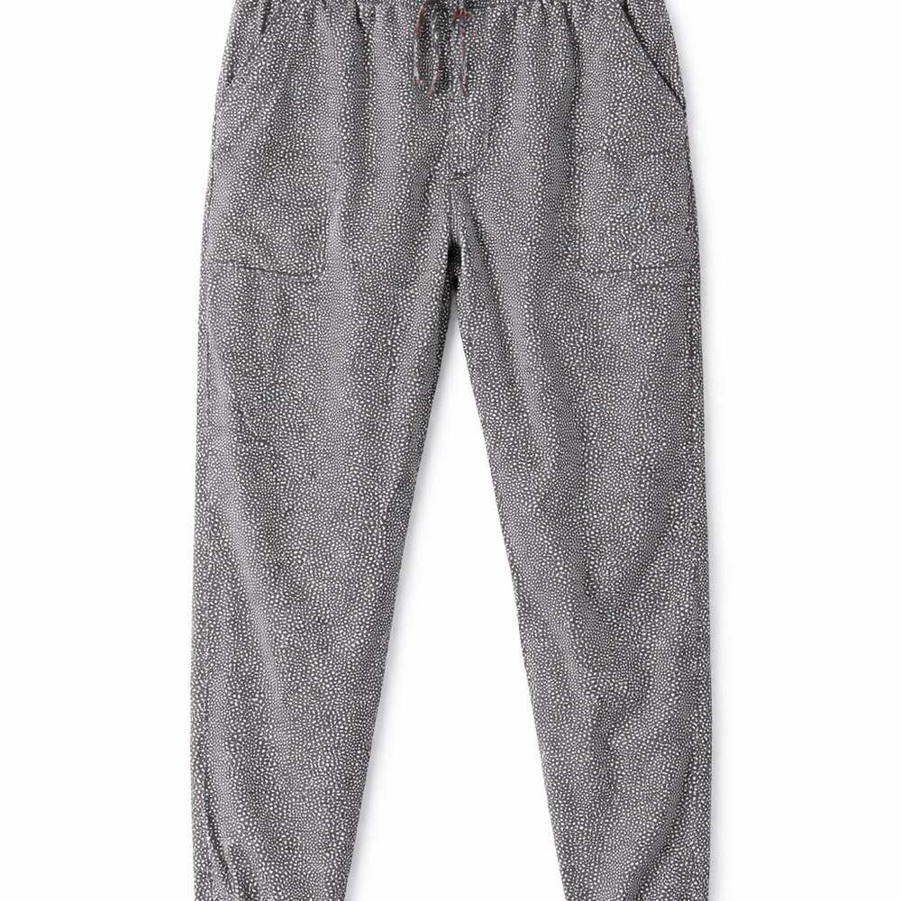 Anthropologie XL Black White Print Jogger Pants Elastic Waist Tapered Boho